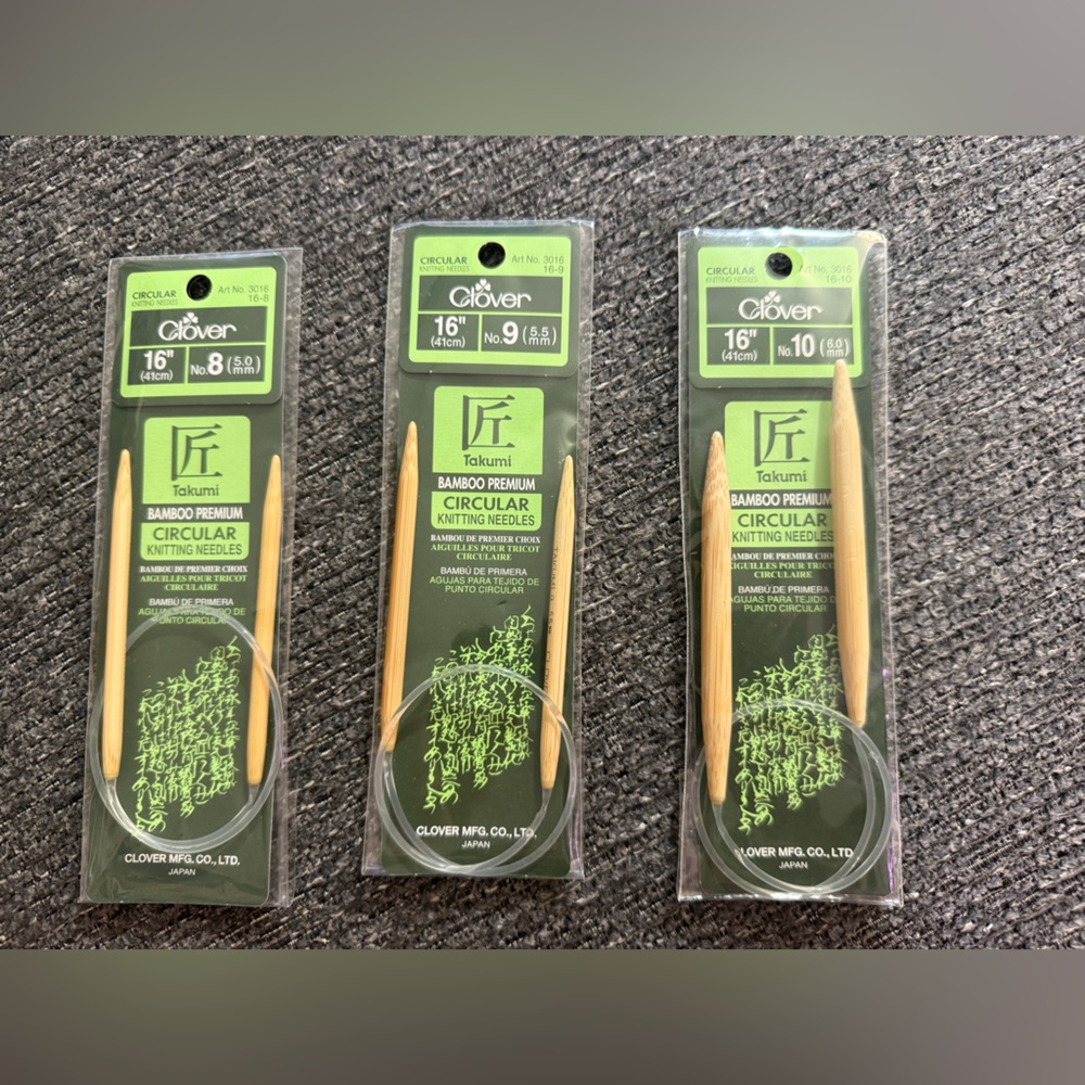 Clover Takumi Bamboo Premium Circular Knitting Needles NIP 16” S 10.5 & 11 Bulky